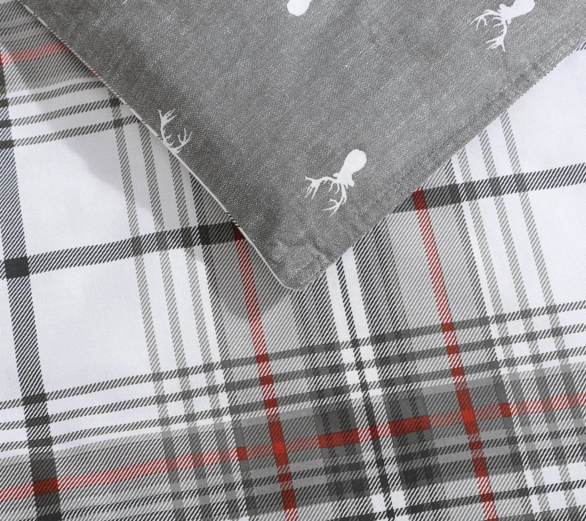 Eddie Bauer Alder Plaid Grey Cotton Twin Comforter Set