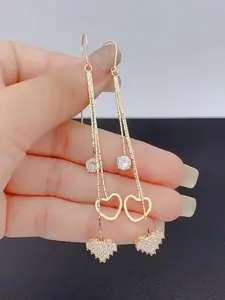 Heart-Shaped Fringe Thread Earrings, New Design, Long Dangle Style, Valentine's Day Gift, Fashion Jewelry for Women