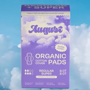 August Combo Pads - 16 Day Pads, 16 Super Pads | Zero-Feel. Organic Cotton. Compostable Wrapper.