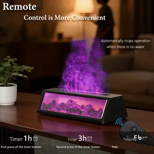 Flame Diffuser and Fireplace Humidifier, Quiet Aroma Diffuser with RGB Light, Home Fragrance and Night Light for Bedroom Decor