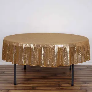 Sequin Round Tablecloth 90" Gold - Sparkly Finish Perfect for Glamorous Gatherings