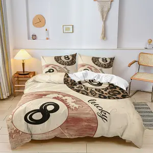 Vintage Japanese Leopard Print Duvet Cover Set, Includes 1 or 2 Pillowcases, Ukiyo-E + Leopard + Lucky Ball Elements, Soft and Durable