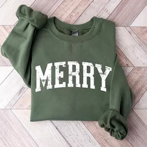 Merry Sweatshirt, Christmas Holiday Pullover, Festive Winter Crewneck, Minimalist Merry Sweater, Cozy Christmas Outfit, Holiday Gift for Her