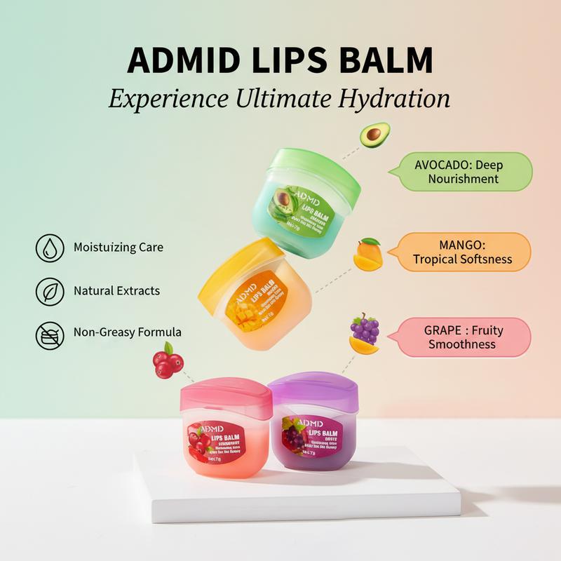 Lip Balm Set – Fruit & Floral Scents, Deeply Moisturizing & Long-Lasting, Gentle for All Skin Types, Ideal Gift Choice