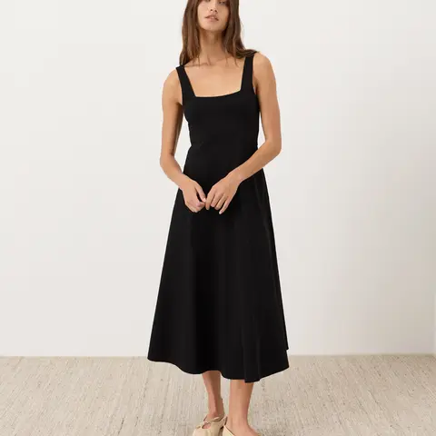 Women's Organic Fit & Flare Square Neck Dress