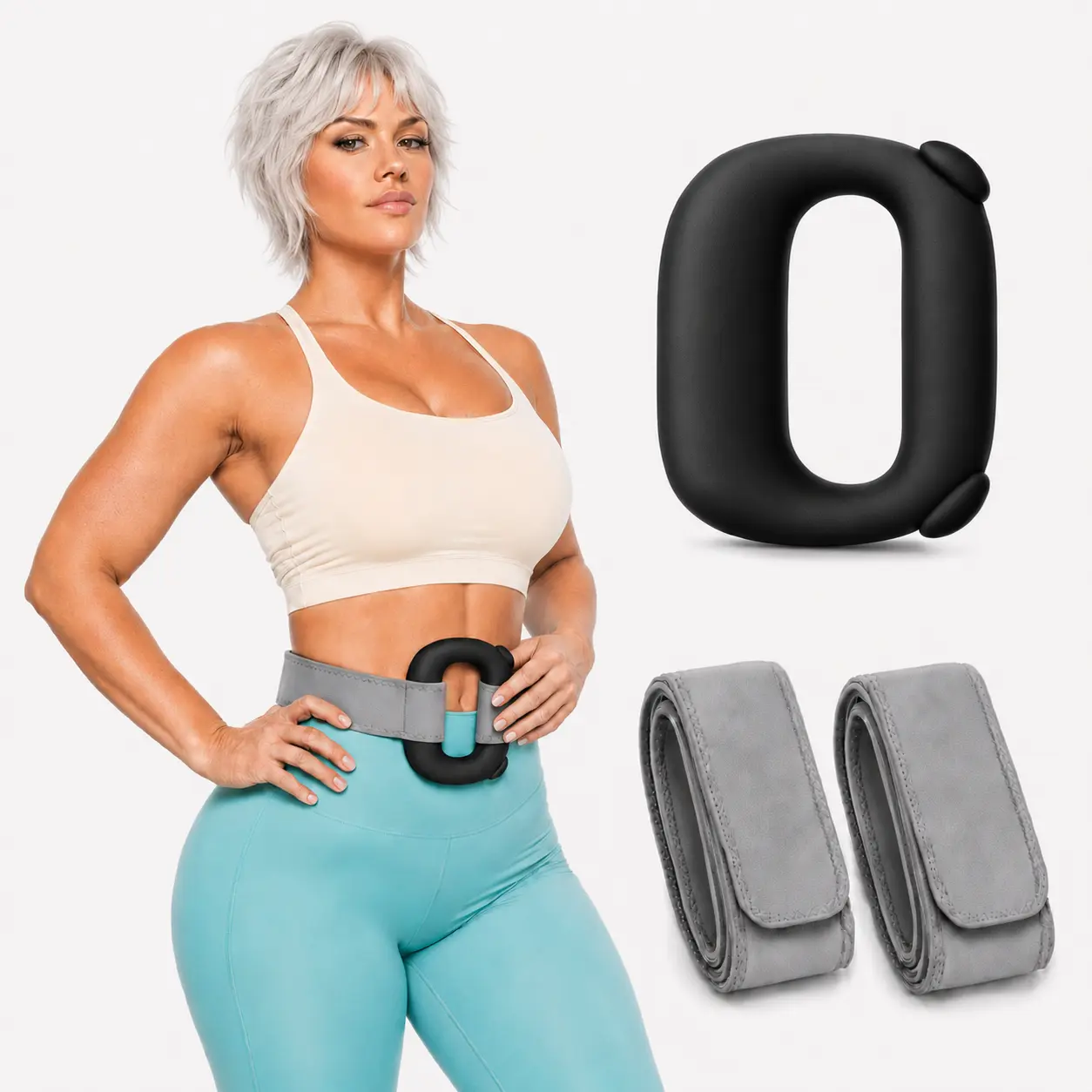 Heated Vibration Ring Shape Fascia Massager - 10 Speeds, Constant-Temperature Hot Compress, 2 Adjustable Long Straps, Quiet Rechargeable, Durable Lightweight Unisex One Size Fitness Tool for Home/Gym Muscle Rehab (Strap Adjust Feature Included)