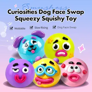 New Smushers Squishy Cutie Toy, Funny Face Curiosities, Dog Face Swap, Soft Moldable, Stress Relief, Safe Maltose Material, Portable
