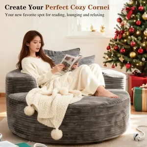 58 inch Multi Person Round Fluffy Corduroy Cloud Sofa, Compression Boneless Sofa, Suitable for Home Living Rooms, Apartments, Offices, no Assembly Required, is a