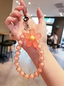 Lanyard Bag Charms Mobile Phone Anti-lost Phone Accessory Pearl Bow Key Wrist Colorful Bead Pendant Women's Hand-held Chain Purse Backpack Pendant Accessories for Women and Girls,Daily Use