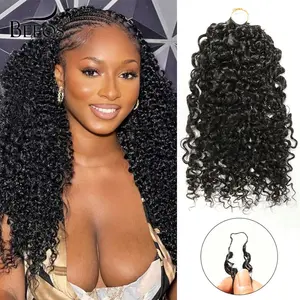 BEEOS Feather Crochet Human Hair Bundles for Miracle Knots Boho Braids Burmese Curly Real Human Hair Knotless Pre-Separated 20 Inch 5 Bundles Recommended Hair Extensions for Woman SummerVibes