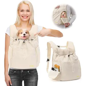 Pet Travel Carrier Bag, Cat Chest Front Pack, Large Capacity Breathable Dog Portable Bag, Hands-Free Comfortable Design for Pet Lovers