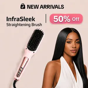 Infrared Hair Straightener Brush, 10 Million Negative Ions, 180+ Denser 3D Bristles, Salon-Straight Hair in 10 Minutes, Smart Heat Less Damage, One Pass Ultra Straight, Precision Sensors, Anti-Frizz, for All Hair Types Hair Styler Hair Styling Tools Daily
