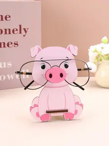 Pink Pig Eyeglasses Stand, Detachable Wooden Glasses Holder, Unique Animal Shaped Sunglasses Organizer Stand