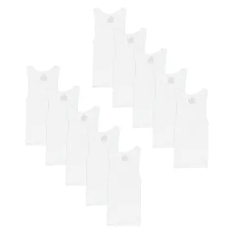 Hanes Boys' Undershirt Tank Top Pack, 10-Pack, Moisture-Wicking