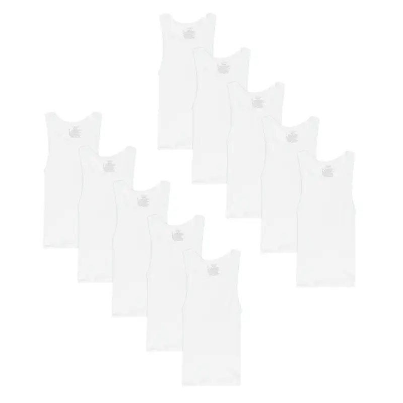 Hanes Boys' Undershirt Tank Top Pack, 10-Pack, Moisture-Wicking