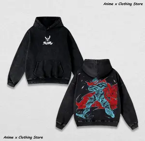 Tengen Toppa Gurren Lagann “Spiral Overdrive Protocol” Oversized Hoodie – Acid Washed Lightweight Cotton, Crimson Skull Crest Front & Kamina Requiem Back Graphic, Retro Mecha Streetwear for Lorecore Fans & Dai-Gurren Believers