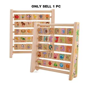 Wooden Multi-Functional Flap Learning Rack Toy, Alphabet Word Recognition Training, Montessori Early Education Gift for Boys & Girls, Sensory Activity Board