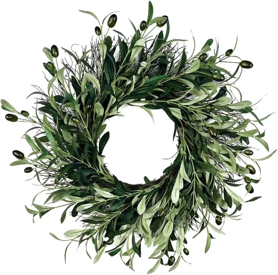 Artificial Green Olive Wreath for Front Door