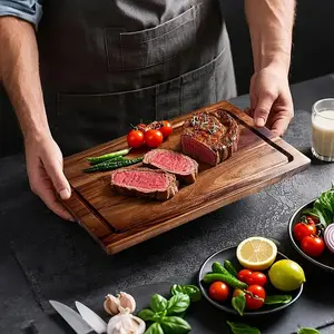 1pc Large Acacia Wood Cutting Board Set | Wooden Kitchen Meal Board | Bisphenol A Free, Food Safe