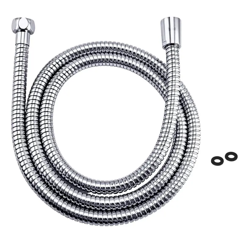 Stainless Steel Shower Hose - 70.87-in Extra Long Hi Chrome Finish Model, Flexible Continuous Flow Design with Brass Inserts, Nuts and Easy Installation for Bathroom Fixtures, Hi Chrome Finish Shower Hoses, Chrome Shower Hoses