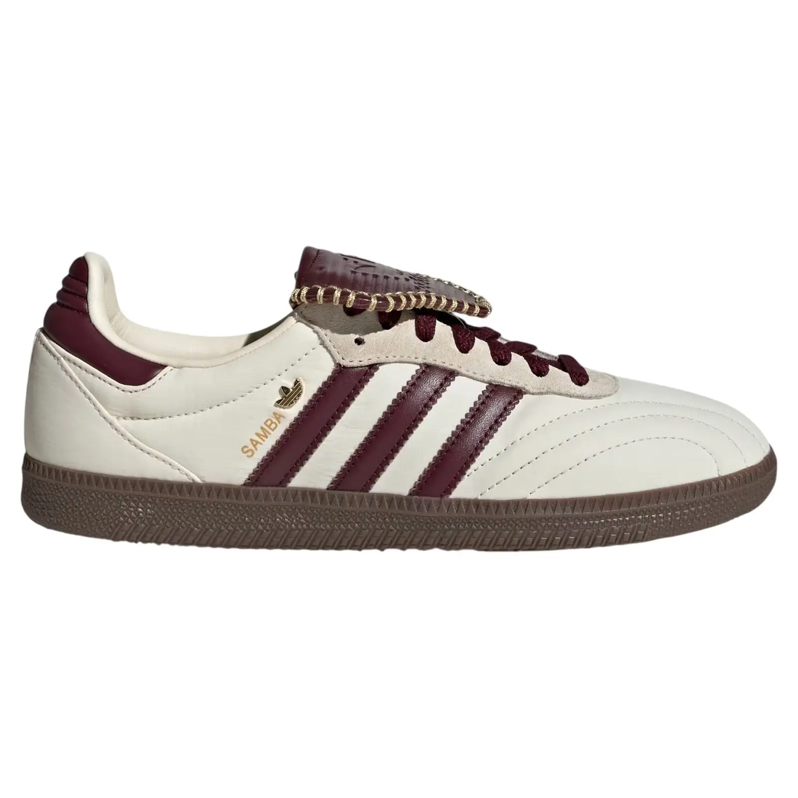 Adidas Women's Classic Samba LT Casual Trainers - Brand New & Original, 90s Throwback Retro Style, Cream White & Maroon, Classic Long Tongue, 100% Guaranteed Authenticity, 90S Look, Fashion Casual Sneakers, Female Shoes, Three Stripes
