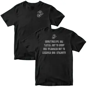 USMC Marine Corps Discover Strength Menswear Unisex 100% Cotton Classic Fit Graphic Tshirt & Hoodie - Short-Sleeve/Round Neck/Crew Neck, Soft Ribbed, All Seasons Streetstyle Casual Tops (Safety Green, Dark Heather)
