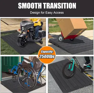Garvee Heavy Duty Rubber Curb Ramp for Motorcycles 1.6" Rise, 48" Wide, 15-Ton Capacity, Non-Slip Surface, 3-Channel Cable Cover, Ideal for Cars, Wheelchairs, Scooters, Garage & Sidewalk – Standard Model