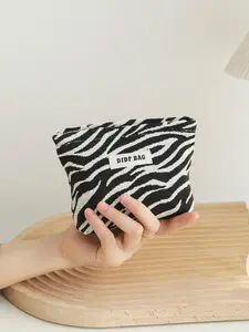Zebra Stripe Pattern Makeup Bag, Portable Cosmetic Storage Bag, Zipper Makeup Organizer Pouch, Versatile Storage Bag for Travel & Daily Use, Handheld Cosmetic Pouch