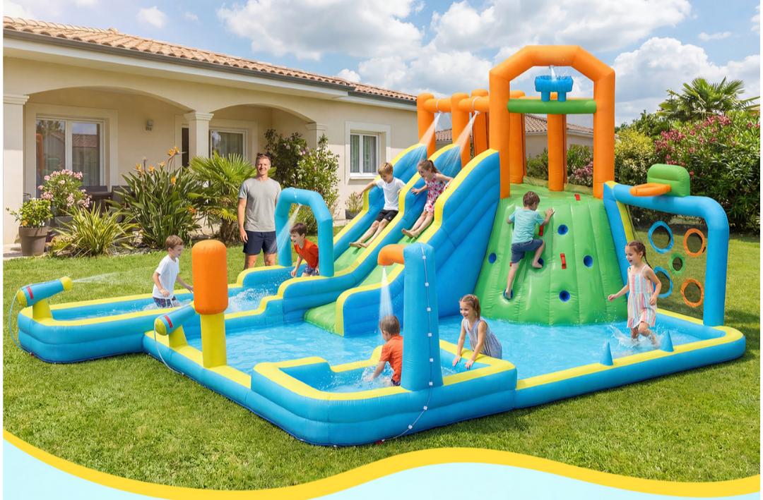 Whubefy Giant Inflatable Water Slide Park for Adults & Kids, 21x17FT Family Water Park with PVC Climbing Wall & Long Double Slide/Splash Pool / 950W Blower, Summer Fun Water Slide for Whole Family,Mothersdaygift,