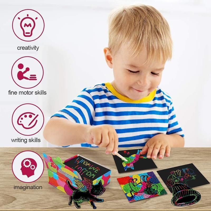 Rainbow Paper Colorful Reflectivepaper Mini Notes Artistic Drawing Set with Black Coating Reveals Colorful Pattern Journal