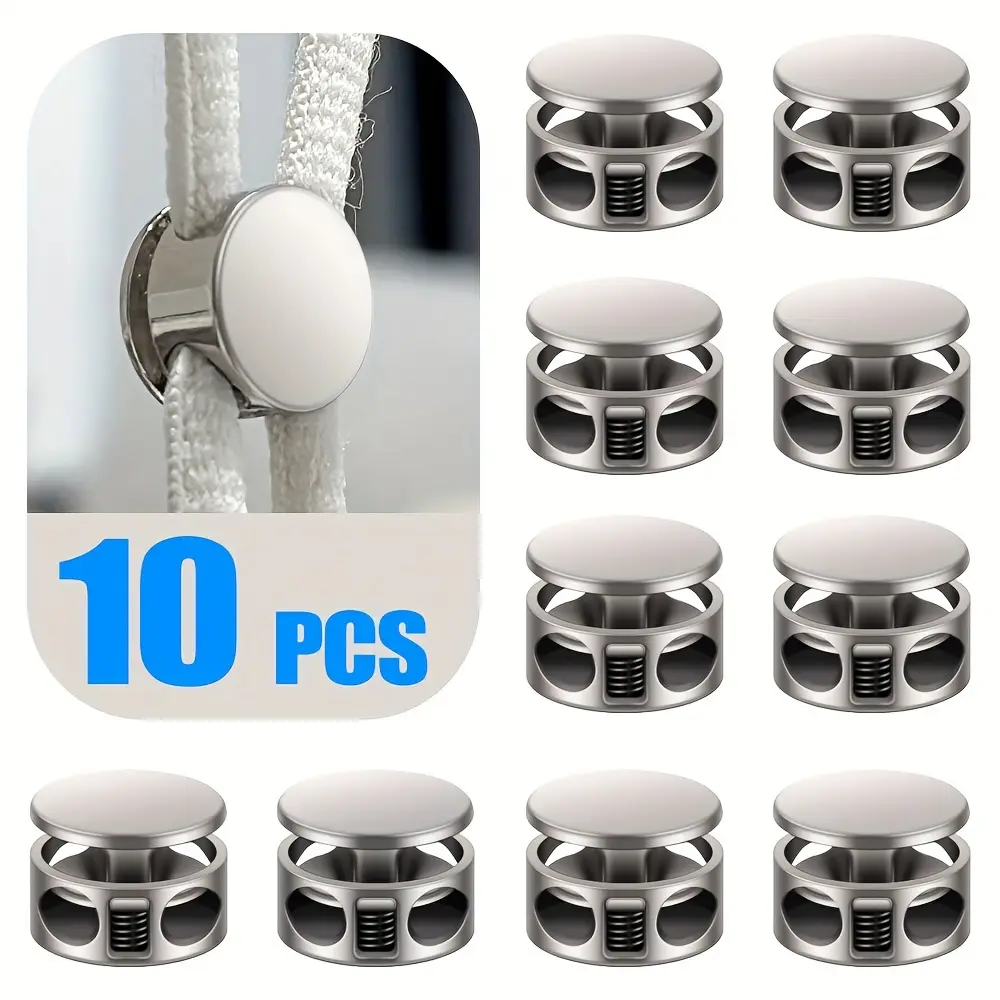 10 pcs silver aluminum alloy shoelace locks, Secure Lace Up - durable, adjustable, sew-on accessories for sports shoes and casual shoes, suitable for DIY hat cords
