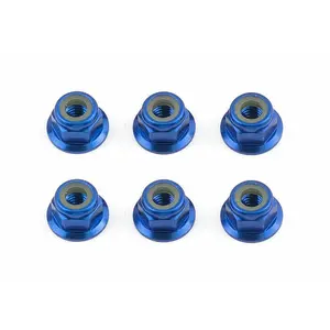 Associated TC5 Blue Aluminum Flanged Lock Nuts M4