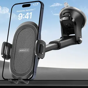 Apps2Car Suction Cup Phone Mount, Universal Phone Holders for Your Car Windshield/Dashboard/Window, Cell Phone Holder Car with Sticky Gel Pad, Compatible with Iphone, Samsung, All Cellphone Wiiki-Tech