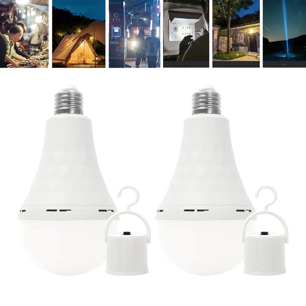 2pcs Rechargeable Emergency Light Bulbs A19, 15W Camping Lamp Battery Powered LED Light Bulb 3000K Daylight E26 E27 with 1200mAh,Dimond Light Bulbs for Home Power Outage Camping Hurricane - 6 Pack