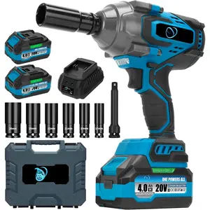 1700Nm 1/2" Cordless  Wrench, 1253 Ft-lbs Brushless  , 20V High Torque  Driver with 2 x 4.0Ah  6 Sockets & Case, Pistola De Impacto for   Tire Heavy