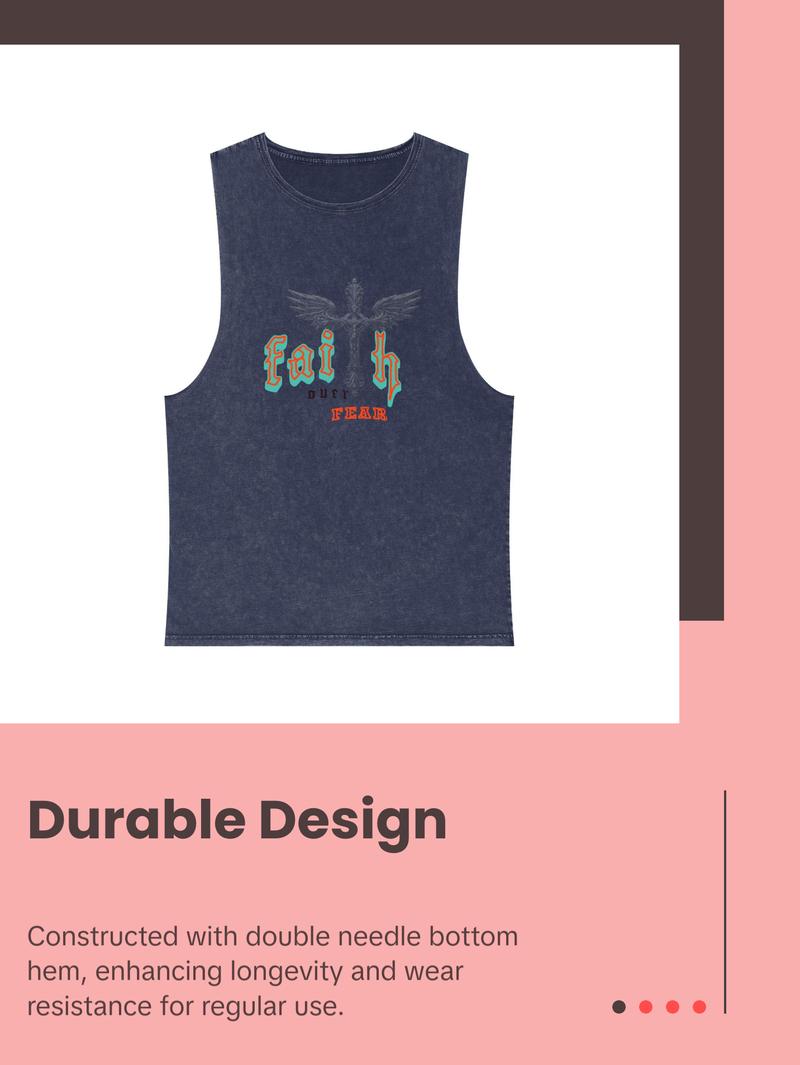 Unisex Tank Top, Faith Over Fear Gothic Design, Inspirational Workout Muscle Shirt, Edgy Religious Clothing, Resilience Tee, Courage Top,