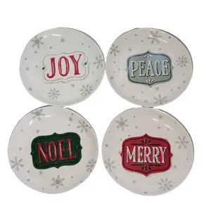 Set of 4 Wondershop Holiday Melamine Christmas Salad Plates Merry Joy Noel Peace