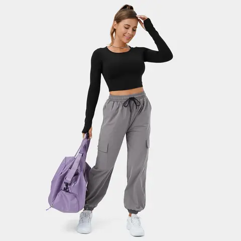Halara Mid Rise Drawstring Side Pocket Casual Cargo Joggers