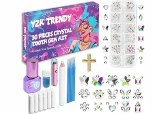 Y2K Trendy 30 Pieces Crystal Tooth Gem Kit NTGK-24462 Unleash Your Sparkly Smile with Trendy Design for Everyday Use
