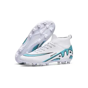 Men Women High Top Football Shoes, Anti-Slip Durable Outdoor Lawn Soccer Shoes, Super Grip Support, Fashionable Upper Material PU, Football Boots, Soccer Cleats