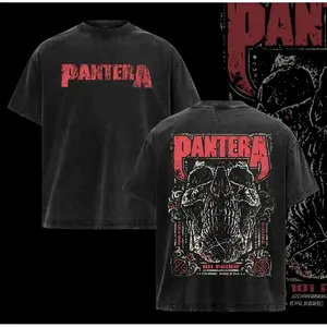 Pantera Graphic Tee – Vintage Proof Skull Band Shirt, Unisex Retro Rock Music Top, Oversized Cotton Streetwear Menswear for Casual, Concert, Party, and Music Fans