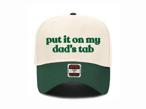 Put It On My Dad's Tab Hat, Two-Tone Trucker Cap, Summer Hat, Funny Embroidered Hat, Gift for Daughter or Her