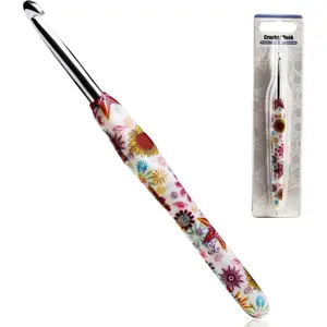 6mm Crochet Hook, Ergonomic Handle for Arthritic Hands, Soft Rubber Grip Extra Long Knitting Needles for Beginners and Knitting Crocheting Yarn (6mm)