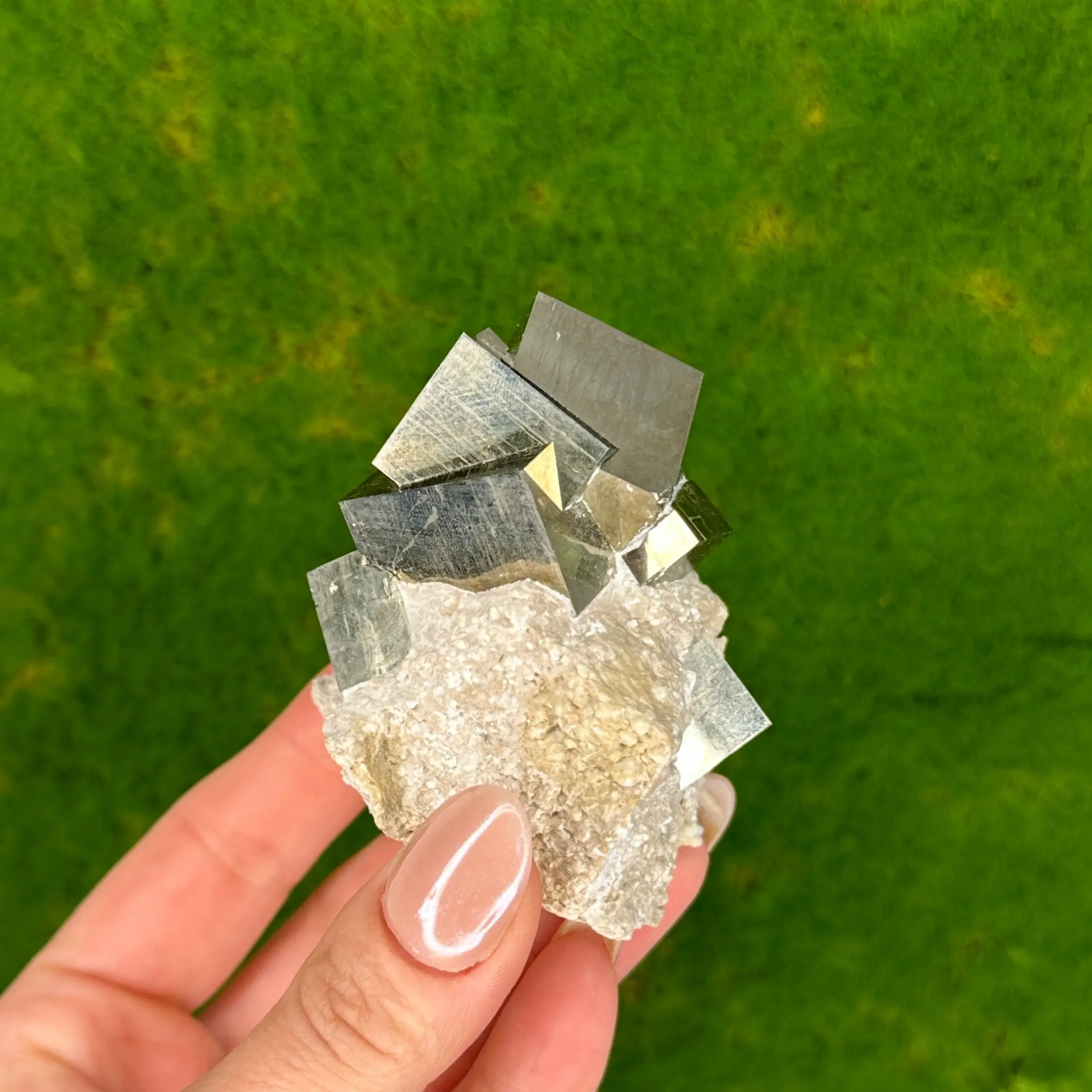 Intergrown Pyrite Cube on Matrix from Navajún, Spain