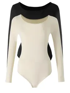 Women's Solid Round Neck Sports Bodysuit, Sporty Comfy Breathable Sleeveless Bodysuit for Yoga Gym Workout, Ladies Sportswear for All Seasons