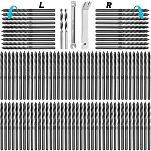 100 Pack Black T316 Stainless  Left&Right Handed Thread Swage Lag Screws for   of 1/8" Black  Railing Kit, Deck/Stair Railing DIY Baluster Kit, Wrench Included