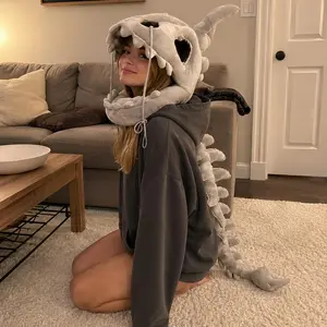 Funny Dinosaur Skeleton Plush Spine Wearable  - Quirky Cosplay Headpiece & Gag Gift Stuffed Animal for Adults
