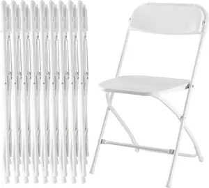 Simple Deluxe 10-Pcs Plastic Folding Chairs, Foldable Stackable Portable Seats with Metal Frame, 330lb Capacity, Indoor/Outdoor Commercial Use for Party, Event, Patio
