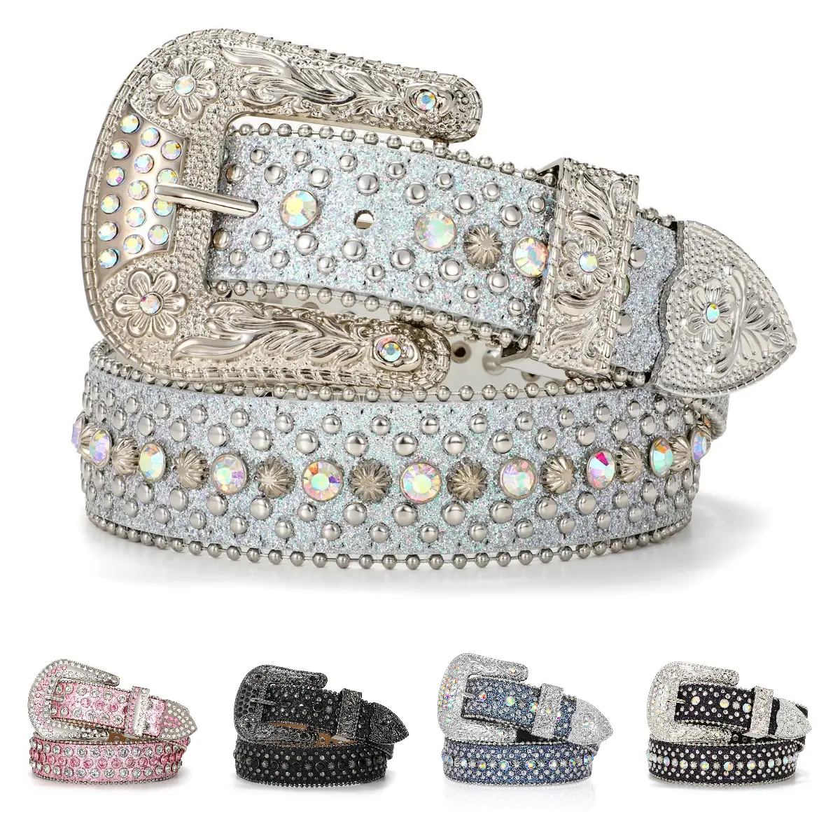 BELTROAD Fashion Rhinestone Belt  Bling Leather Belt Western Cowboy Cowgirl Belts for Men Women