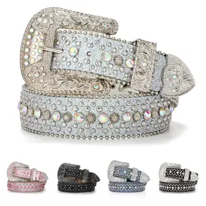 BELTROAD Fashion Rhinestone Belt  Bling Leather Belt Western Cowboy Cowgirl Belts for Men Women